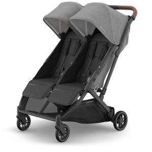 UPPAbaby Minu Duo Compact Double Stroller - Greyson (Charcoal Melange / Carbon Frame / Saddle Leather)