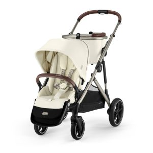 Cybex Gazelle S Single-to-Double Stroller - Taupe Frame / Seashell Beige