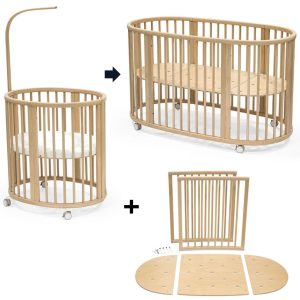 Stokke Sleepi Mini Crib Bundle with Mattress V3 + Crib / Bed Extension Kit V3 - Natural