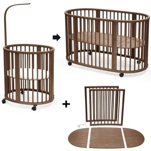 Stokke Sleepi Mini Crib Bundle with Mattress V3 + Crib / Bed Extension Kit V3 - Warm Brown