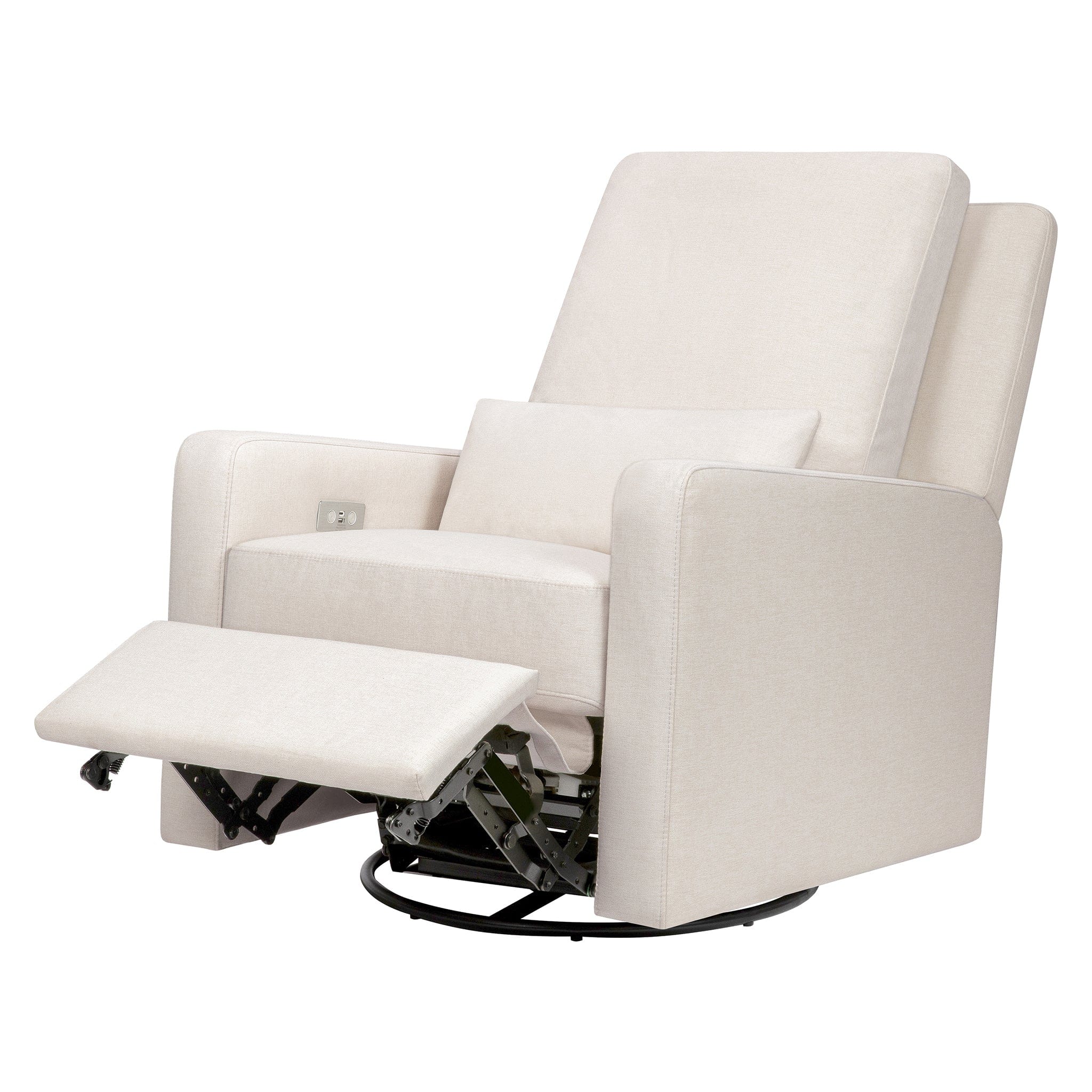Babyletto Sigi Electronic Recliner and Swivel Glider w/ USB - Performance Cream Eco-Weave - Image 2