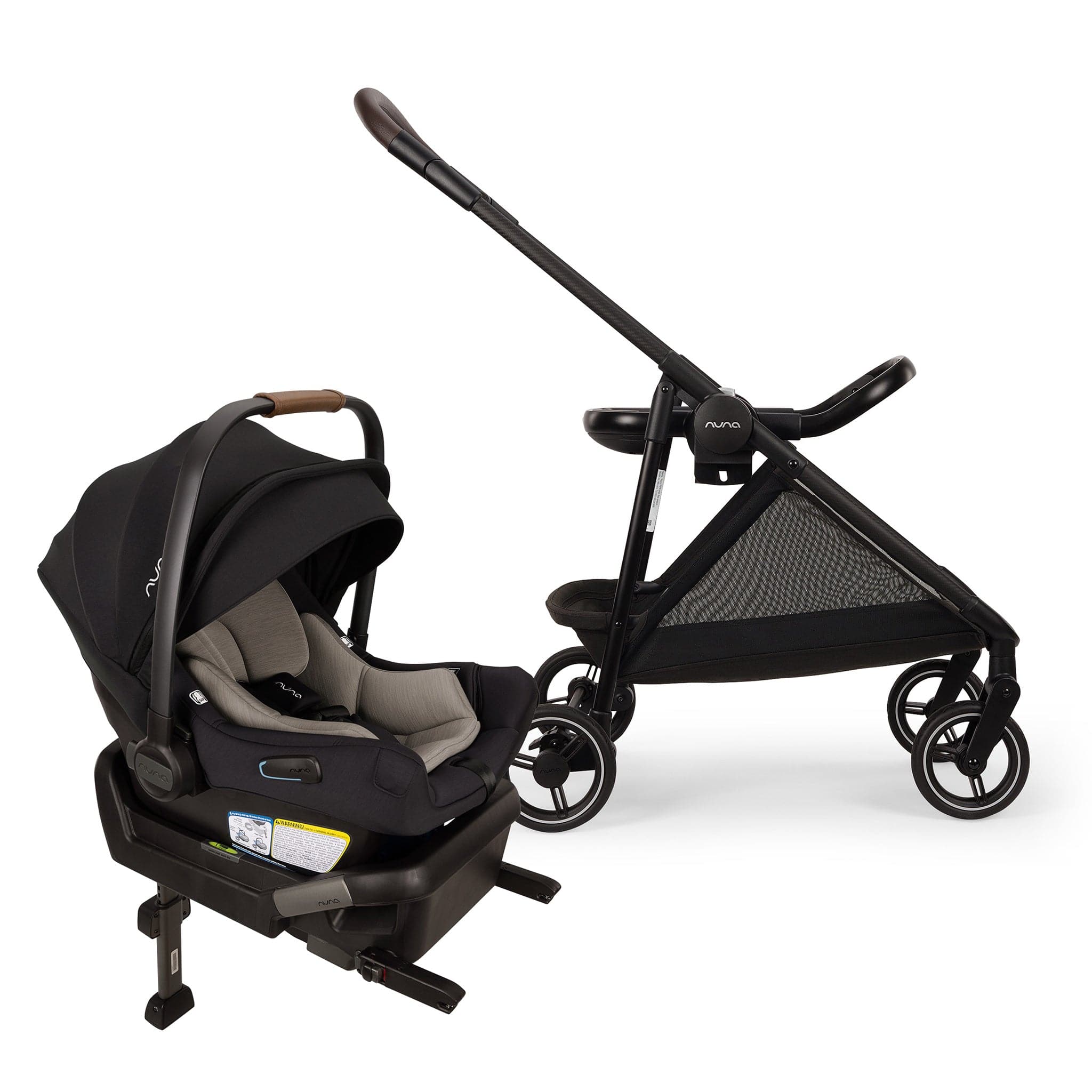 Nuna Flex System Frame + PIPA Aire Travel System Bundle - Caviar