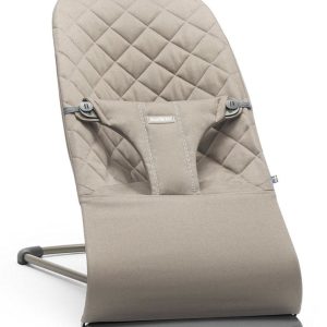 BabyBjorn Bouncer Bliss, Dark Gray Frame Classic Quilt Cotton Sand Gray