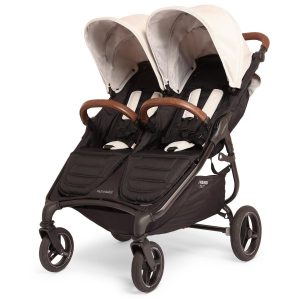 Valco Baby Trend Duo Sport Side by Side Double Stroller - Cloud / Brown Leatherette