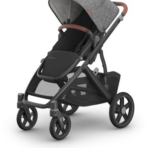 UPPAbaby Vista V3 Single-to-Double Stroller - Greyson (Charcoal Melange / Carbon Frame / Saddle Leather)