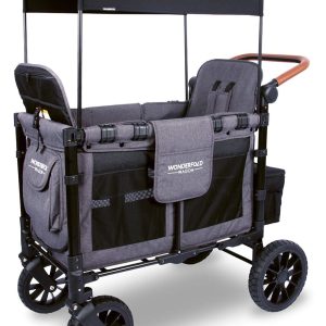 Wonderfold W2 Luxe Multifunctional Double (2 seater) Stroller Wagon - Charcoal Gray